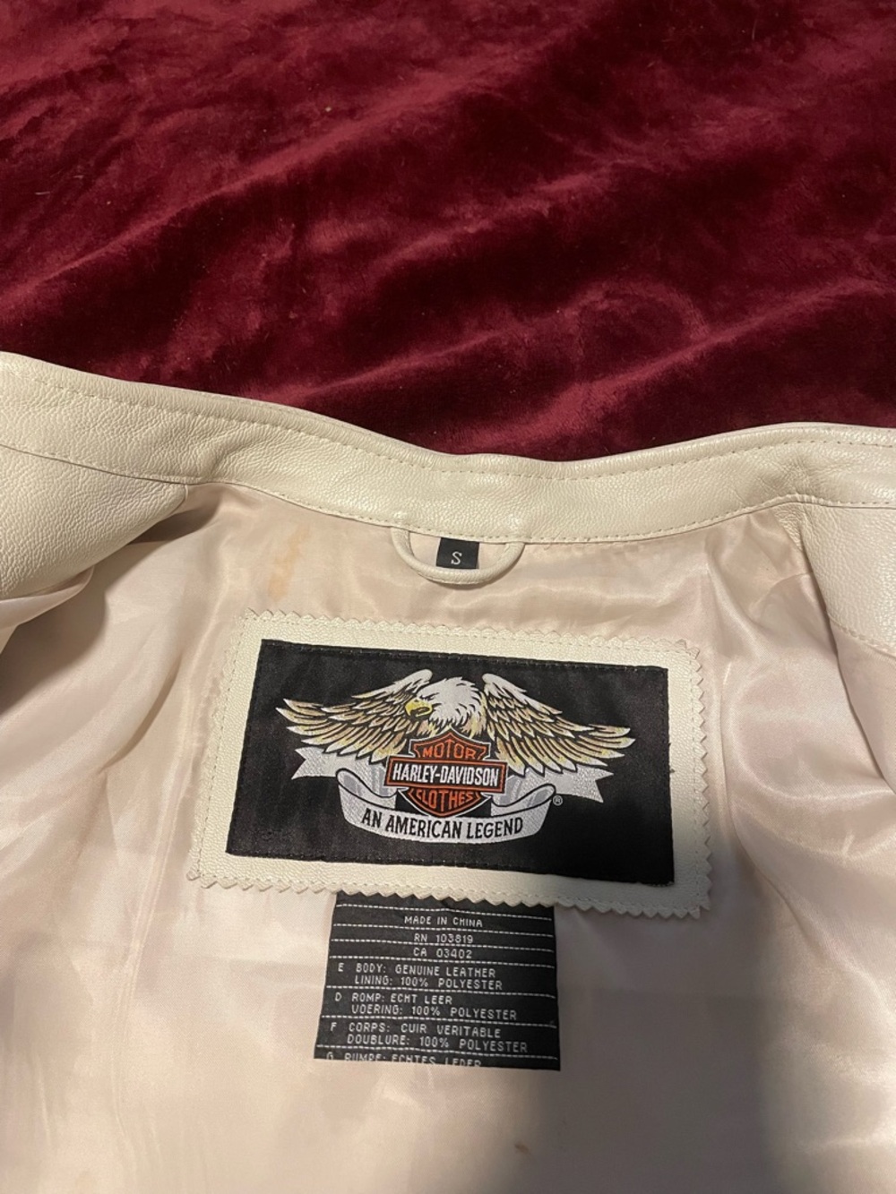 Harley-Davidson White Leather Jacket with Eagle Patch